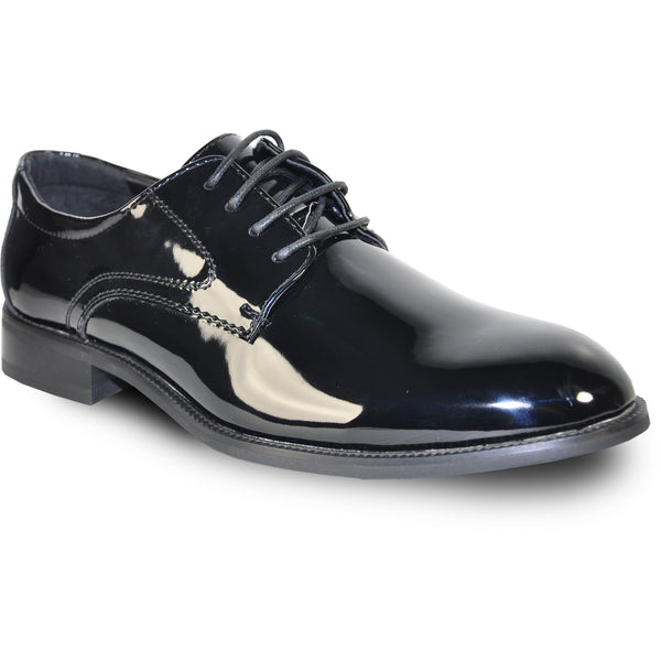 VANGELO Men Dress Shoe TAB Oxford Formal Tuxedo for Prom & Wedding Black Patent - Wide Width Available