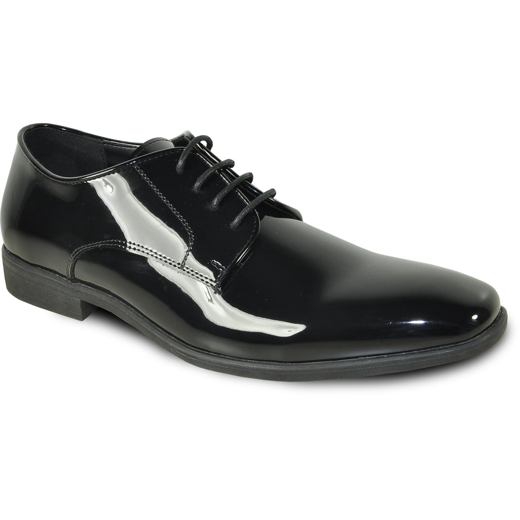 VANGELO Men Dress Shoe TUX-12 Oxford Formal Tuxedo for Prom & Wedding Black Patent - Wide Width Available