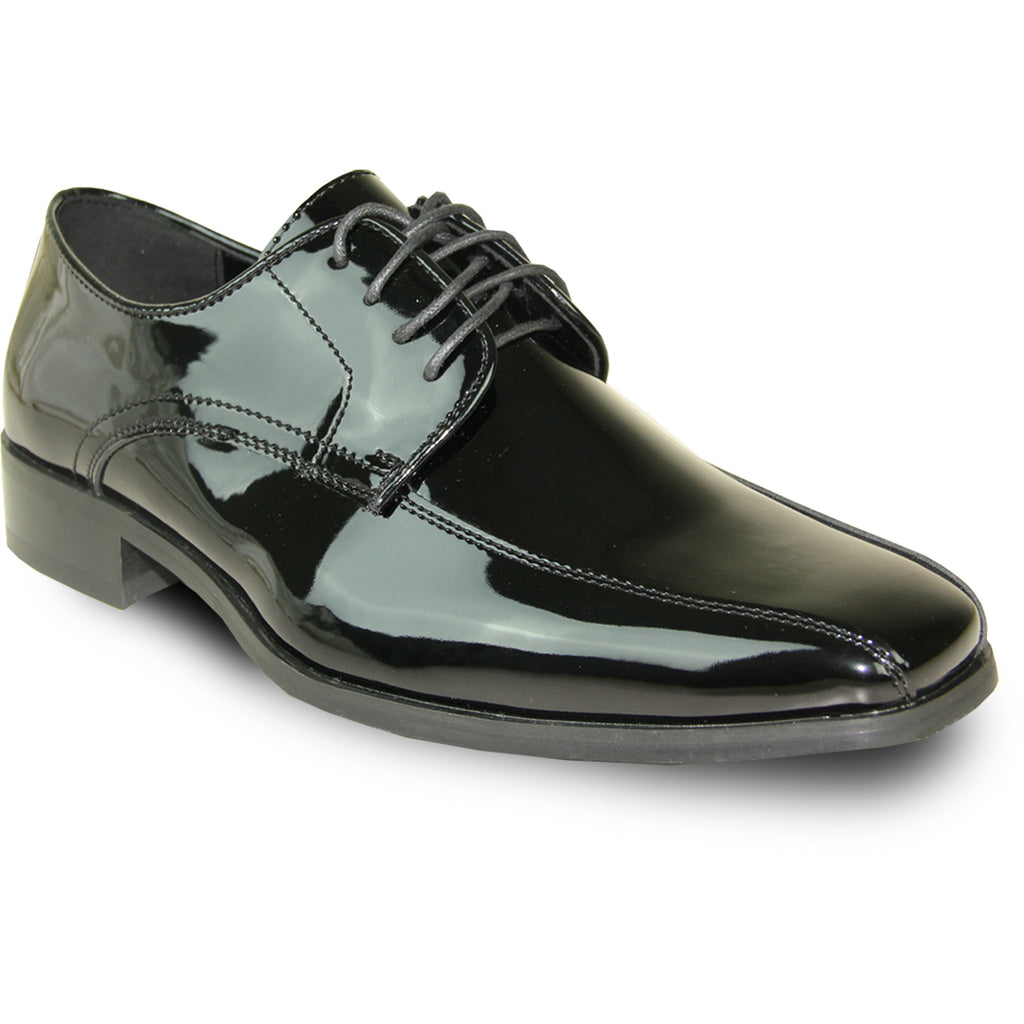 VANGELO Men Dress Shoe TUX-5 Oxford Formal Tuxedo for Prom & Wedding Black Patent - Wide Width Available