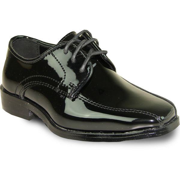 VANGELO Boy TUX-5KID Dress Shoe Formal Tuxedo for Prom & Wedding Black Patent