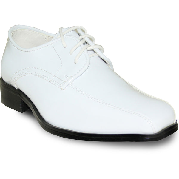 VANGELO Boy TUX-5KID Dress Shoe Formal Tuxedo for Prom & Wedding White Patent
